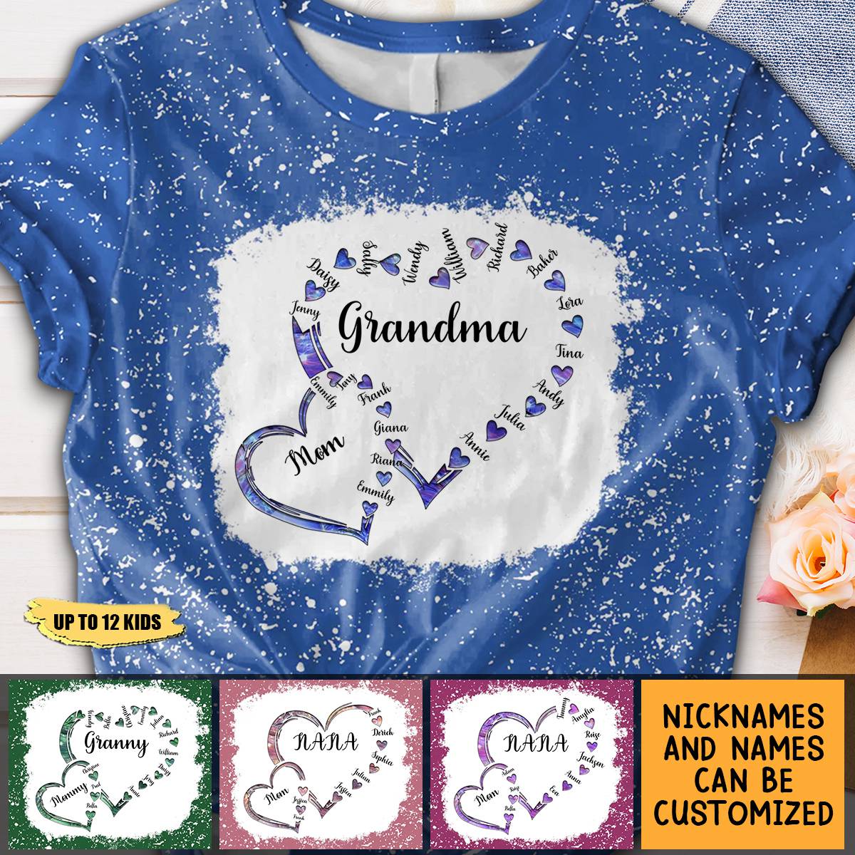 Personalized Mom Grandma And Kids Heart T-shirt, Gift Idea For Mother Grandma