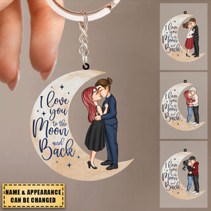 I Love You To The Moon And Back - Personalized Keychain