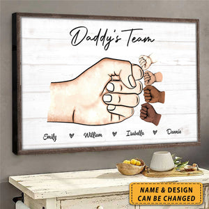 Mother Or Daddy & Kids, Together We're A Team - Personalized Horizontal Poster - Father's Day Gift, Mother's Day
