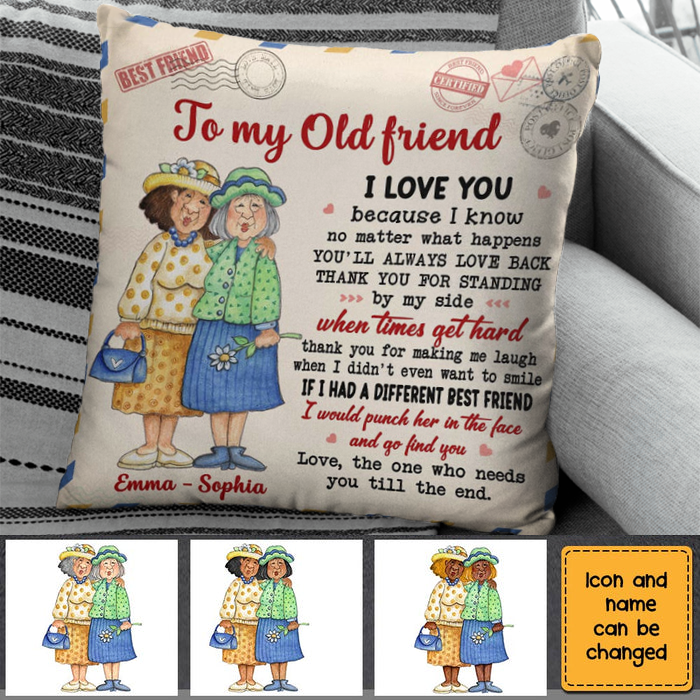 To My Old Friend Pillow Gift for Bestie