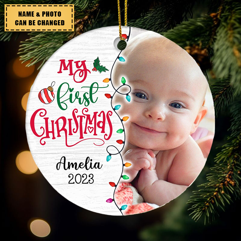 Gift For Baby My First Christmas Personalized Circle Ornament