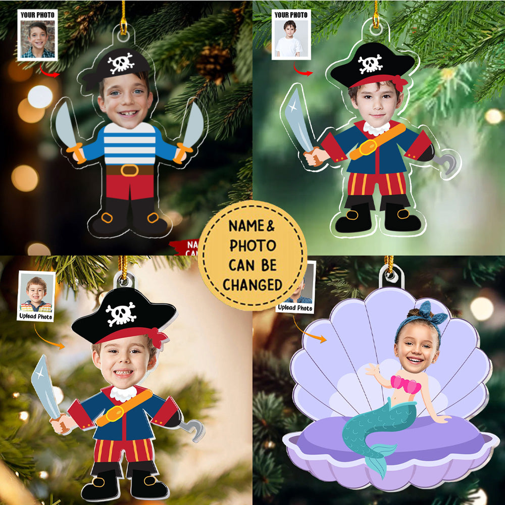 Pirate & Mermaid Kids - Personalized Acrylic Photo Ornament