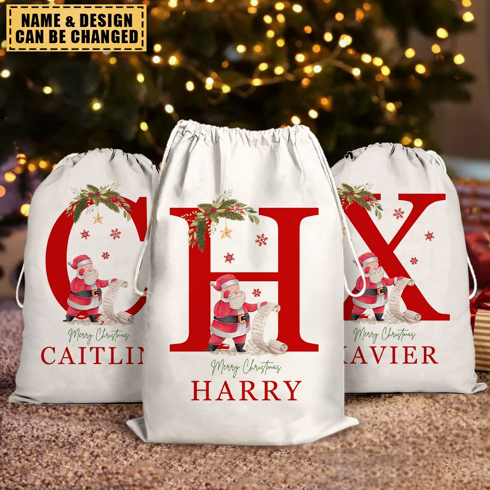 Personalized Name & Initial Christmas Gift Sack