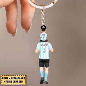 Dad And Kids Together - Football Family - Personalized Keychain
