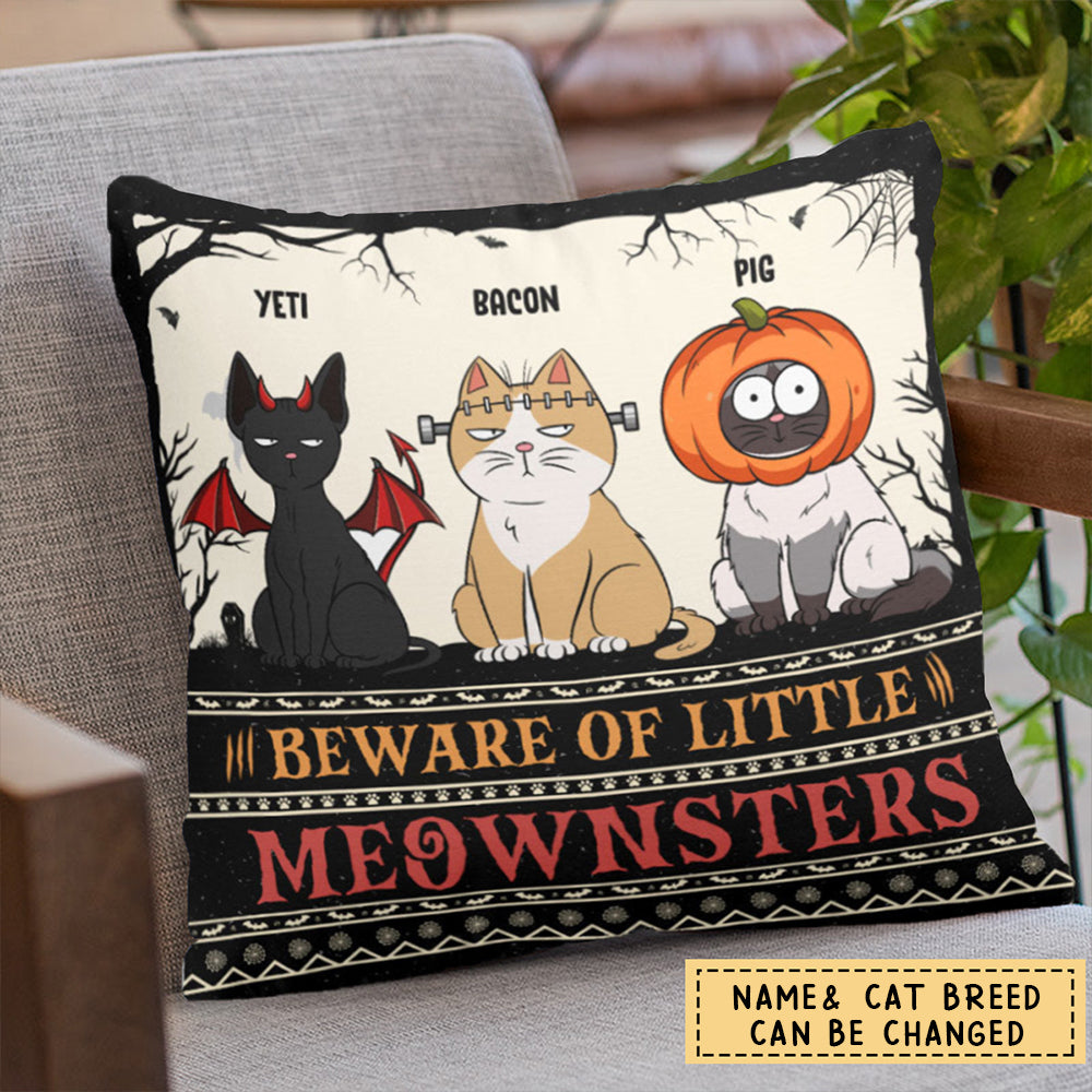 Beware Of Little Meownsters New Version - Personalized Pillow