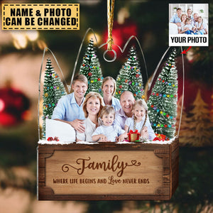 Transparent Ornament - Xmas 2023 - Family Where Life Begins and Love Never Ends - Custom from Photo