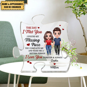 Doll Couple Found My Missing Piece Anniversary Gift For Him For Her Personalized Puzzle Acrylic Plaque