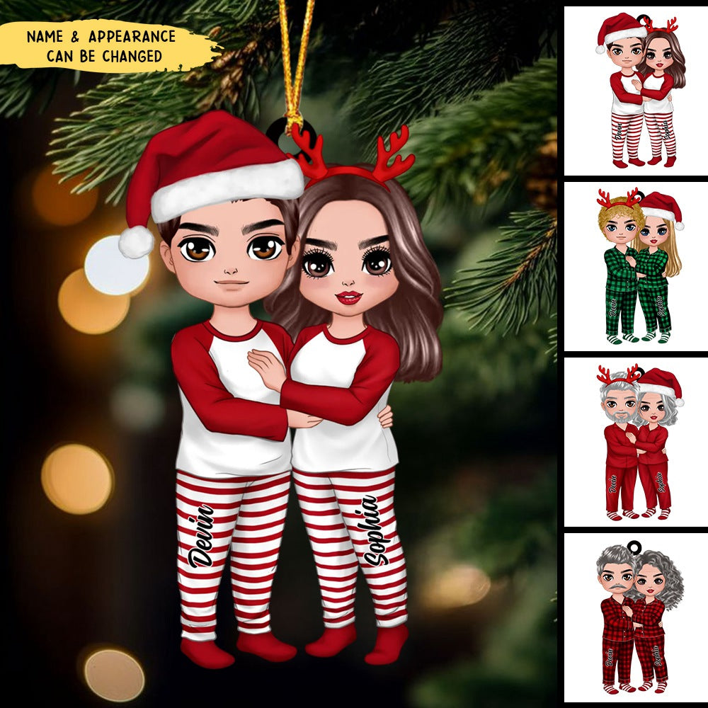 Perfect Gifts For Couple - Christmas Doll Couple Standing Hugging Christmas Gift Personalized Ornament