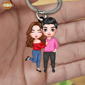 Hugging Couple - Personalized Keychain