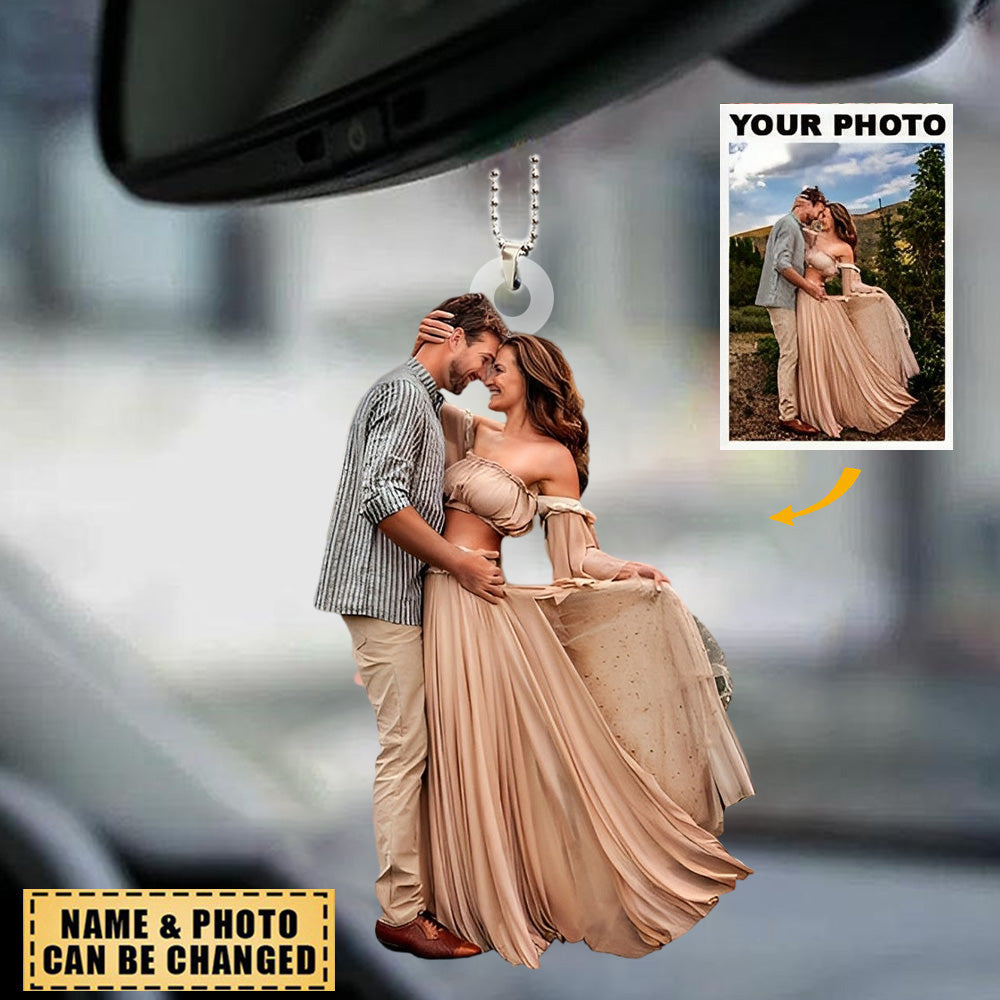 Customized Your Photo Car Ornament - Personalized Photo Mica Car Ornament - Christmas Gifts For Family