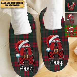 Gift For Family Name Letter Christmas Plush Slippers