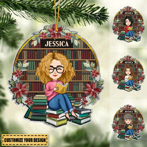 Just A Girl Who Loves Books - Personalized Bookcase Shaped Acrylic Ornament