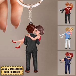 Embracing Doll Couple - Personalized Keychain