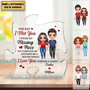 Doll Couple Found My Missing Piece Anniversary Gift For Him For Her Personalized Puzzle Acrylic Plaque
