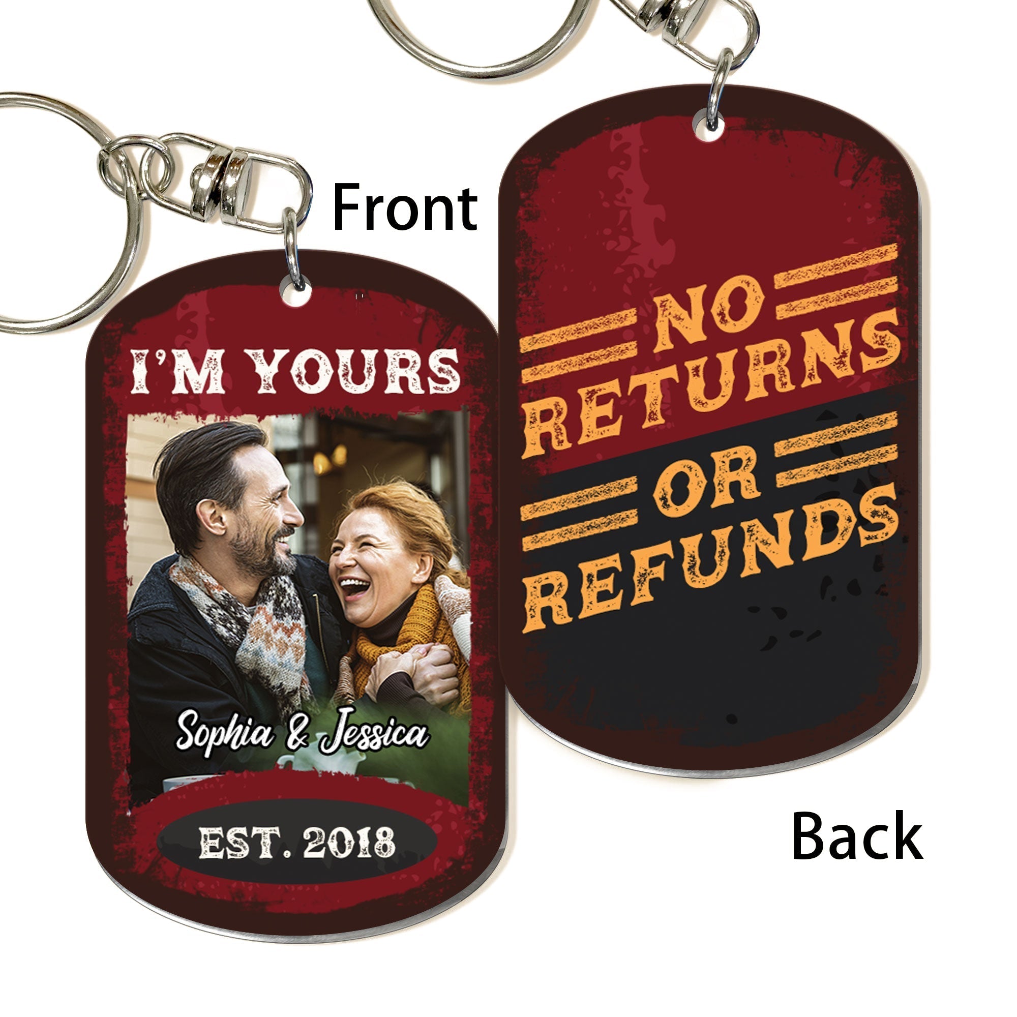 No Returns Or Refunds - Personalized Keychain