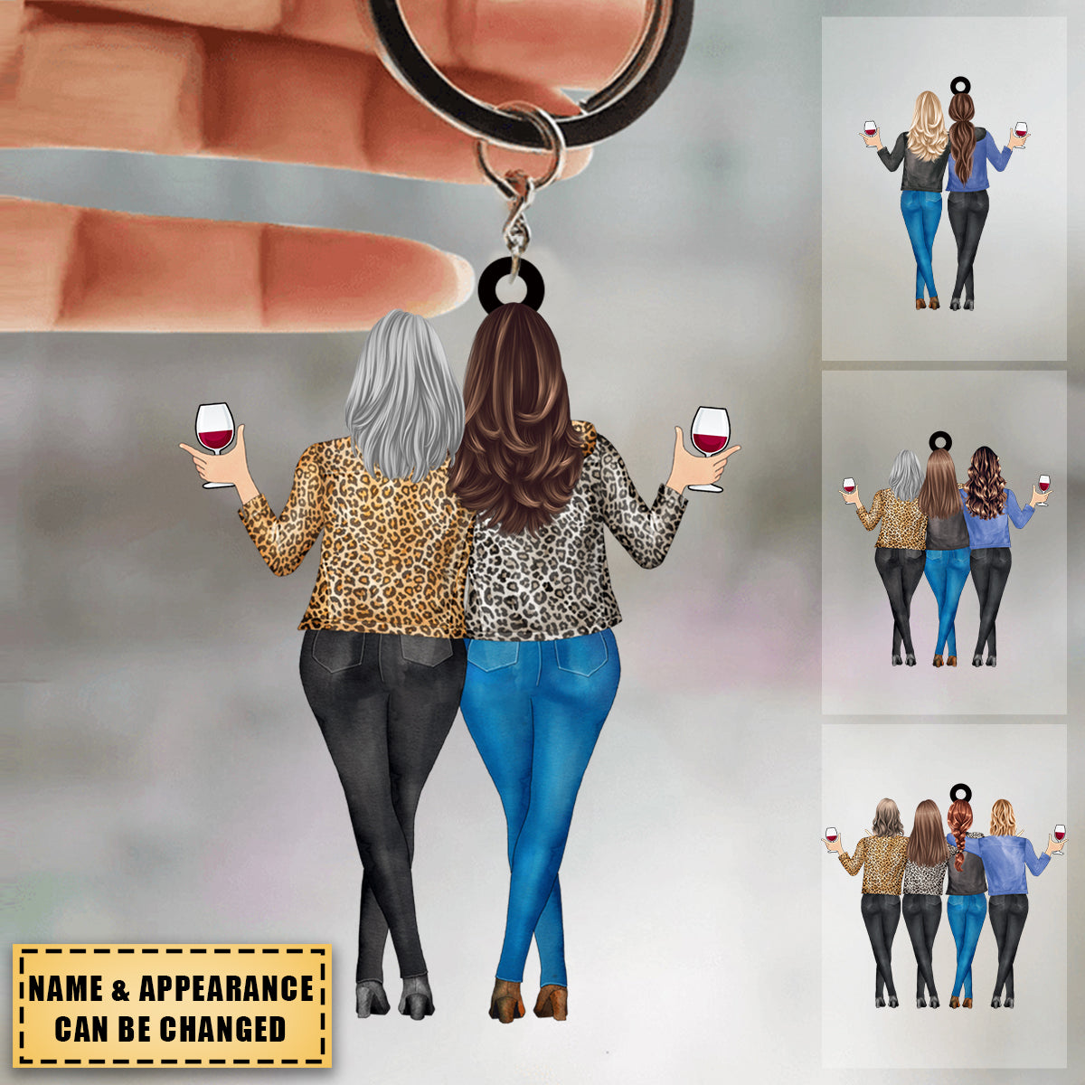 Besties, Tolerating, Bonding Over, Keeping Each Other Sane - Personalized Keychain
