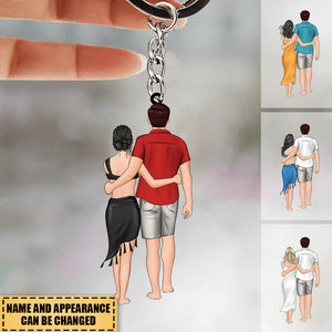 Hugging Couple Personalized Keychain