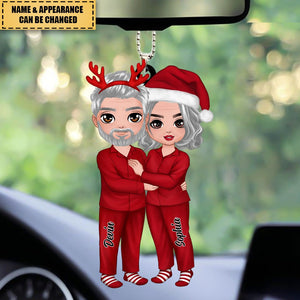 Perfect Gifts For Couple - Christmas Doll Couple Standing Hugging Christmas Gift Personalized Car Ornament