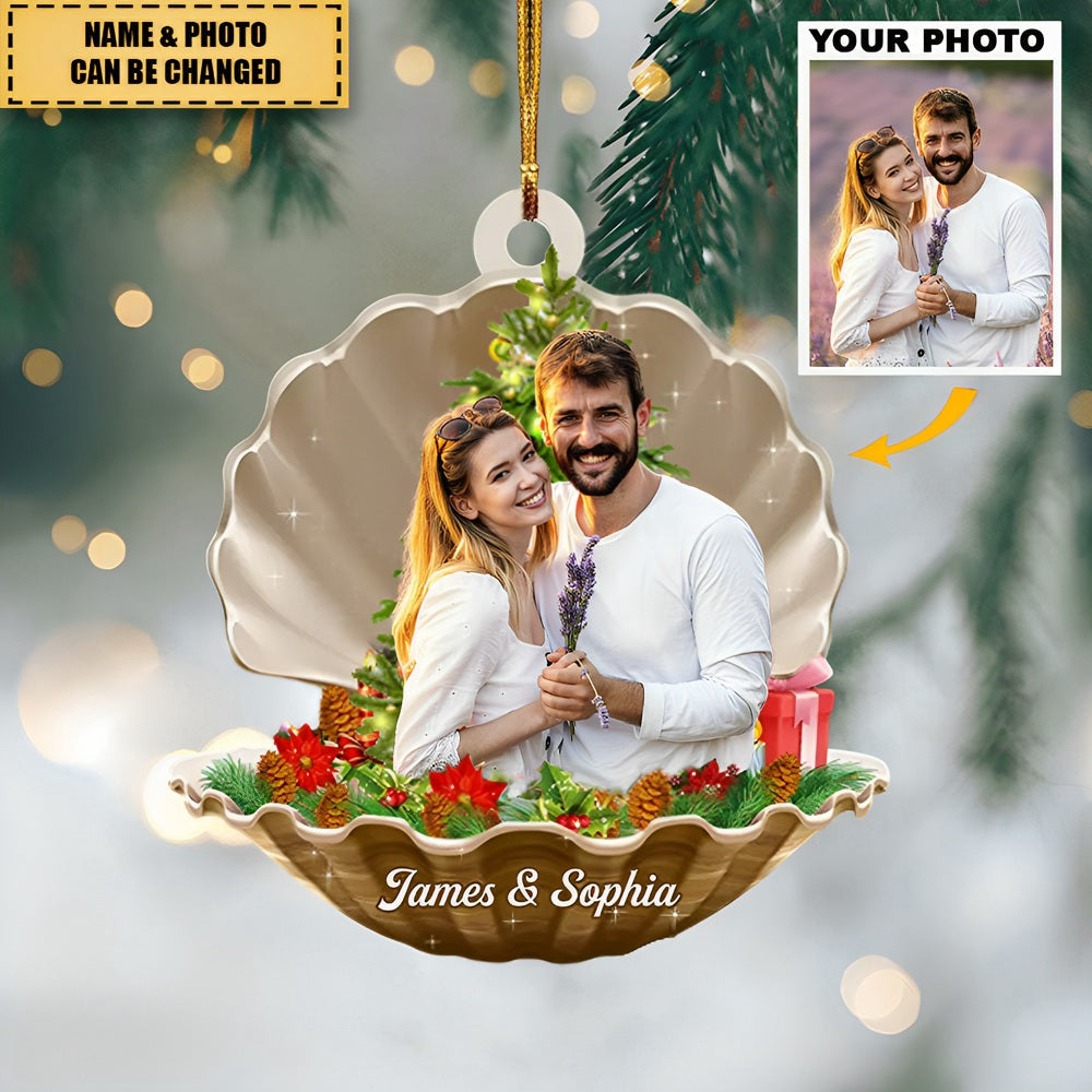 Gift For Couple - Personalized Custom Photo Mica Ornament - Christmas Gift For Couple, Wife, Husband