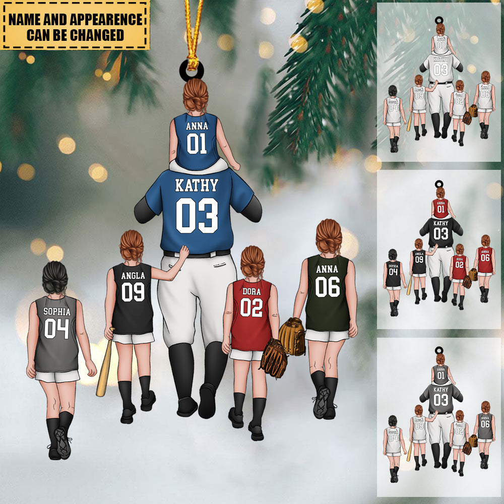 Dad And Kids Play Softball Together - Personalized Ornament - Appropriate gift for Christmas