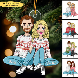 Best Gift For Couples - Christmas Couple Sitting Ornament - Personalized Christmas Ornament