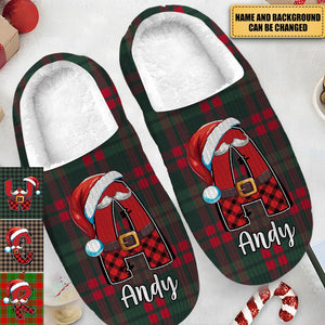 Gift For Family Name Letter Christmas Plush Slippers