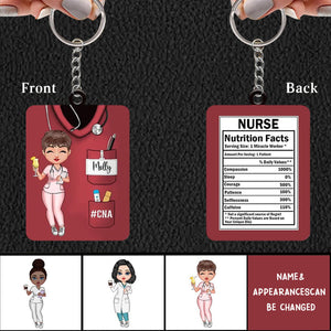 Pretty Doll Nurse- Nutrition Facts New Version Personalized Keychain