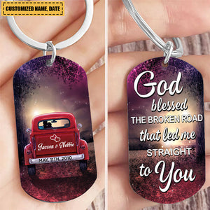 Personalized Red Truck Couple Stainless Steel Keychain