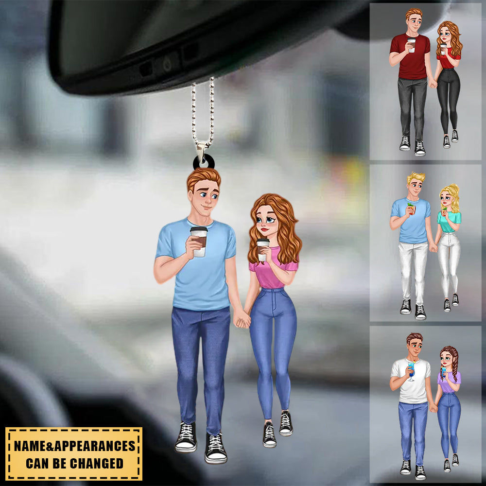 Cartoon Couple Hand In Hand - Personalized Ornament