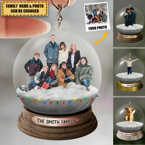 Personalized Custom Photo Crystal Ball Keychain - Christmas Gift For Family