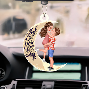 Sweet Couple Kissing & Hugging On The Moon, I Love You To The Moon & Back - Personalized Ornament