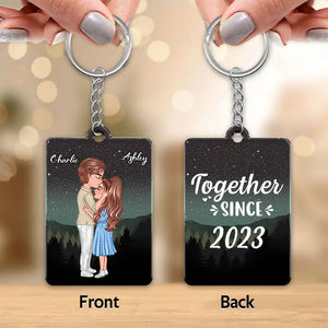 Couple Kissing Under Stars, Sky Forest Personalized  Keychain