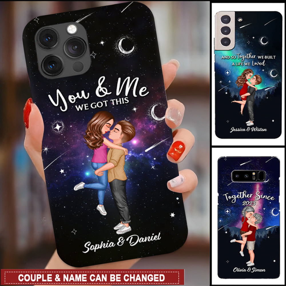 Galaxy Night Sky Couple Kissing & Hugging, You & Me We Got This Personalized Phone Case