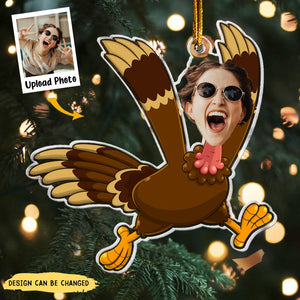 Funny Turkey Gift For Happy Thanksgiving - Personalized Photo Ornament