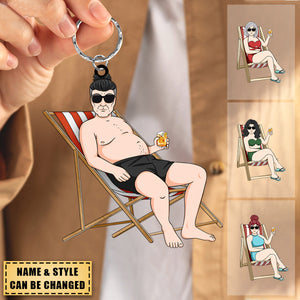 Summer Beach Chairs For Swimwear Men Or Women  - Personalized Keychain