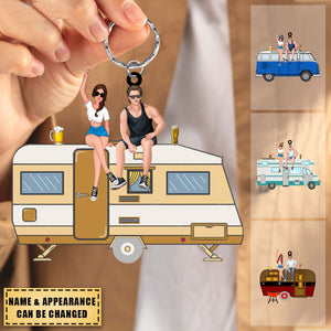 Couples Going Camping, Personalized Keychain