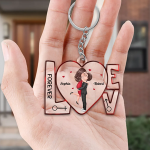 Hugging Kissing Couple In Love Anniversary Gift For Him Gift For Her Personalized Acrylic Keychain