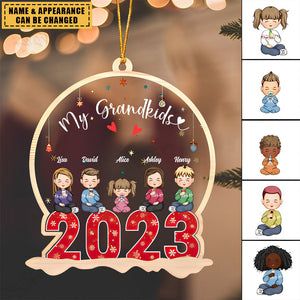 My Grandkids 2023 - Personalized Acrylic Ornament With Bow