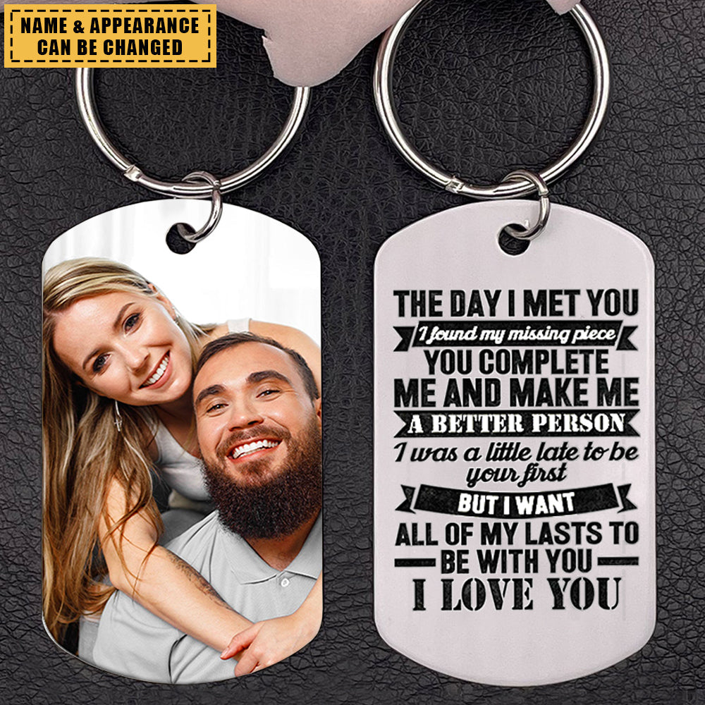 The Day I Met You I Found My Missing Piece - Personalized Keychain - Loving, Valentine Gift For Couples, Husband & Wife, Life Partners