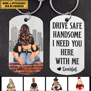 Drive Safe - Personalized Engraved Stainless Steel Keychain - Perfect for Halloween and Christmas gifts