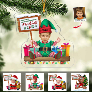 Transparent Ornament - Custom Transparent Ornament from Photo - Dear Mommy you're doing a great job Christmas 2023