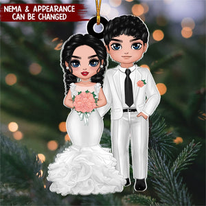 Doll Couple Wedding Bride & Groom - Personalized Ornament - Christmas Gift
