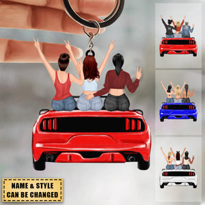 Sport Car Girl - Personalized Keychain