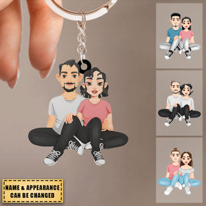 Hugging Each Other Lean On Each Other Couple - Personalized Keychain