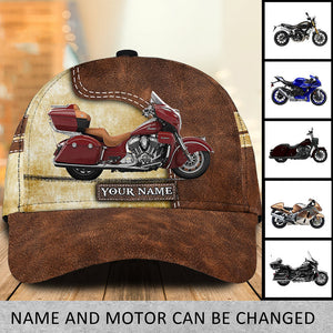 Brown Color Motorcyle Personalized Classic Cap, Personalized Gift for Motorcycle Lovers, Motorcycle Riders