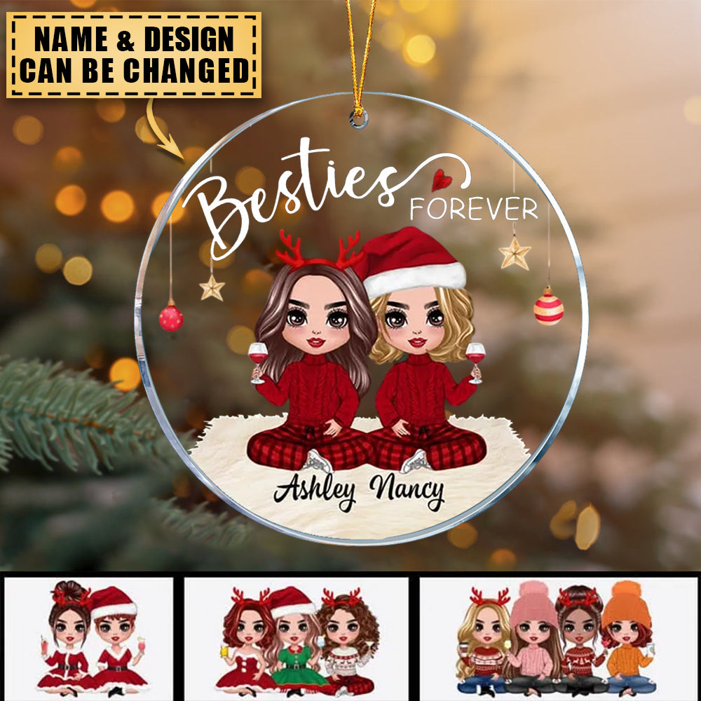 Doll Besties Christmas Checkered Pants Personalized Acrylic Ornament