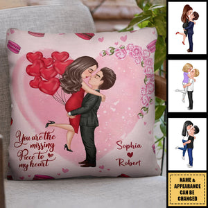 Doll Couple Kissing Hugging Personalized Pillow - Gift For Him Gift For Her