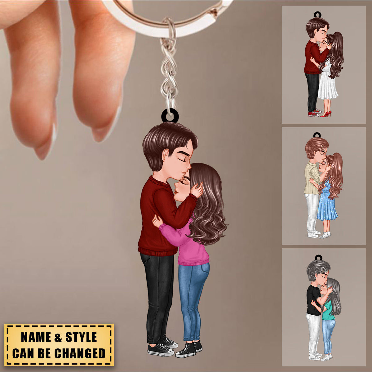 Hugging Each Other, Kissing Couples - Personalized  Keychain