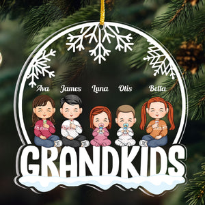 Grandkids Sitting Joyful - Personalized Globe Shaped Acrylic Ornament
