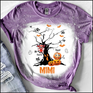 Halloween Tree Grandma Mom With Little Monster Kids Personalized T-shirt